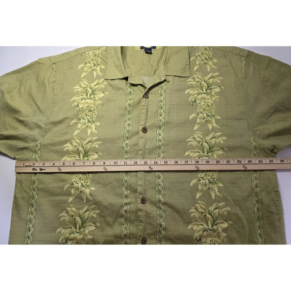 Tommy Bahama‎ Hawaiian Camp Shirt Green/Yellow Size XL Coconut Button - Picture 7 of 11